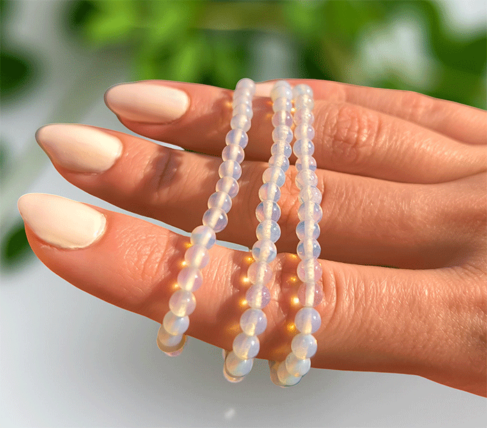 zapestnica opal opalit iz kristalov ženska zapestnica iz poldragih kamnov nakit opalit moda nakit iz kristalov kristali zapestnice ženske zapestnice iz opala 4mm