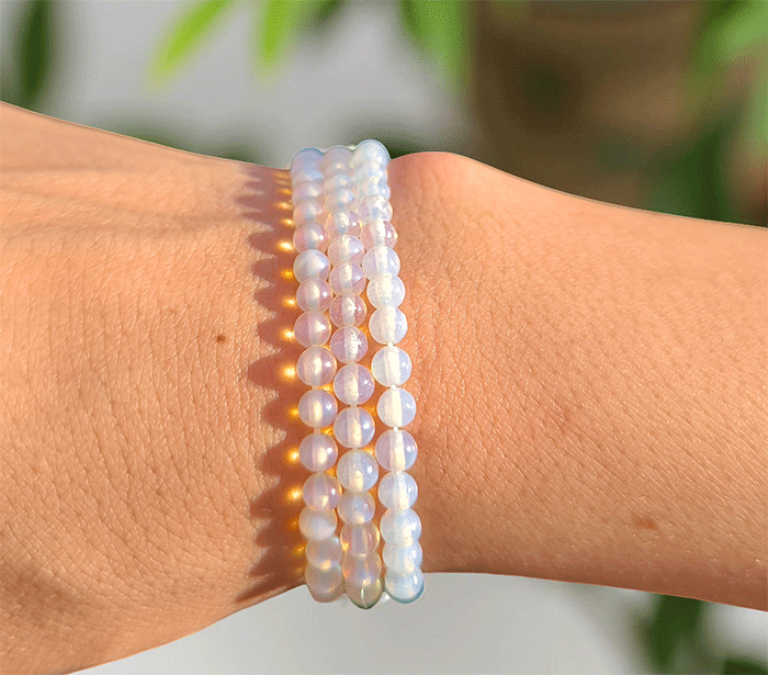 zapestnica opal opalit iz kristalov ženska zapestnica iz poldragih kamnov nakit opalit moda nakit iz kristalov kristali zapestnice ženske zapestnice iz opala 4mm