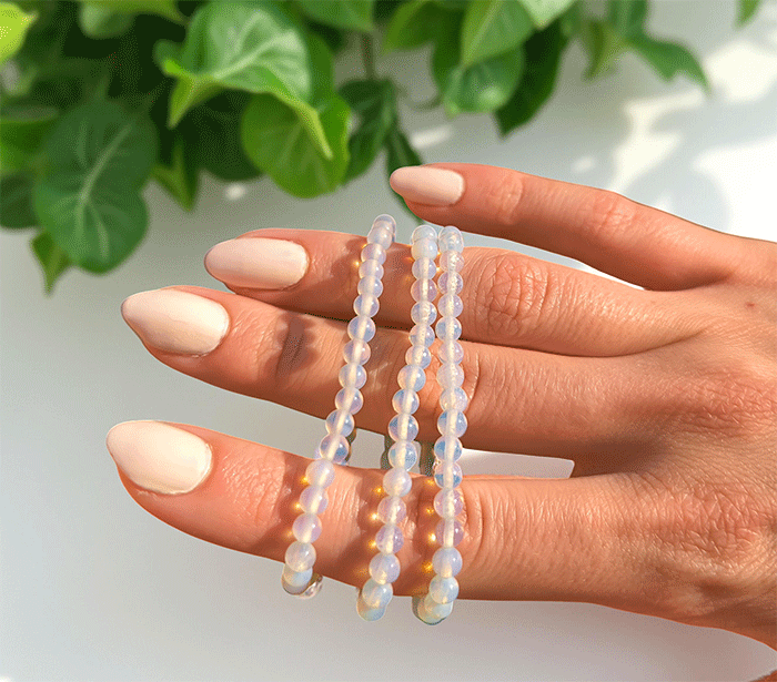 zapestnica opal opalit iz kristalov ženska zapestnica iz poldragih kamnov nakit opalit moda nakit iz kristalov kristali zapestnice ženske zapestnice iz opala 4mm