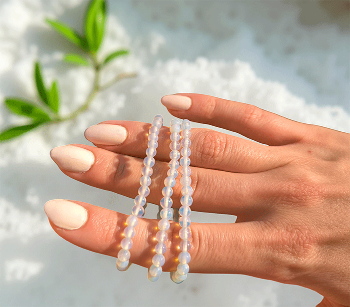 zapestnica opal opalit iz kristalov ženska zapestnica iz poldragih kamnov nakit opalit moda nakit iz kristalov kristali zapestnice ženske zapestnice iz opala 4mm