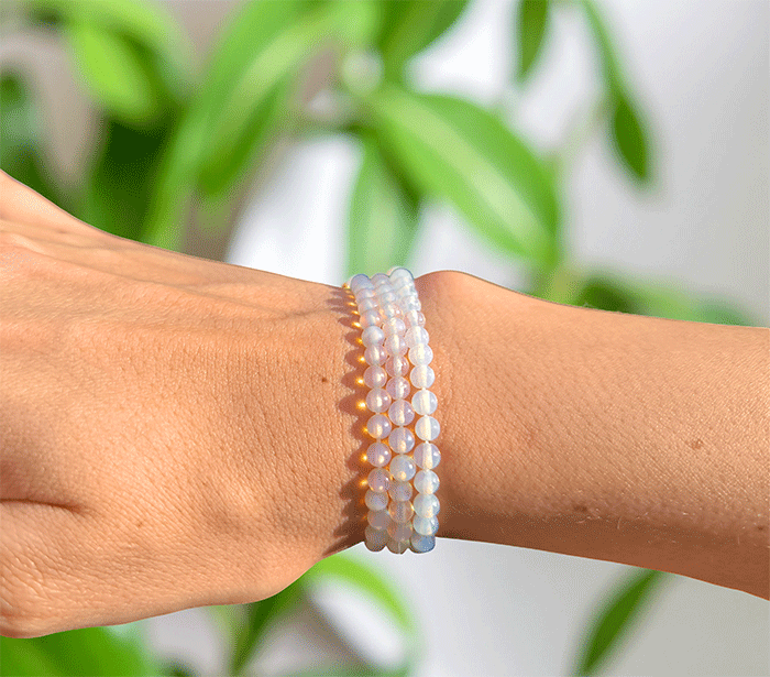 zapestnica opal opalit iz kristalov ženska zapestnica iz poldragih kamnov nakit opalit moda nakit iz kristalov kristali zapestnice ženske zapestnice iz opala 4mm