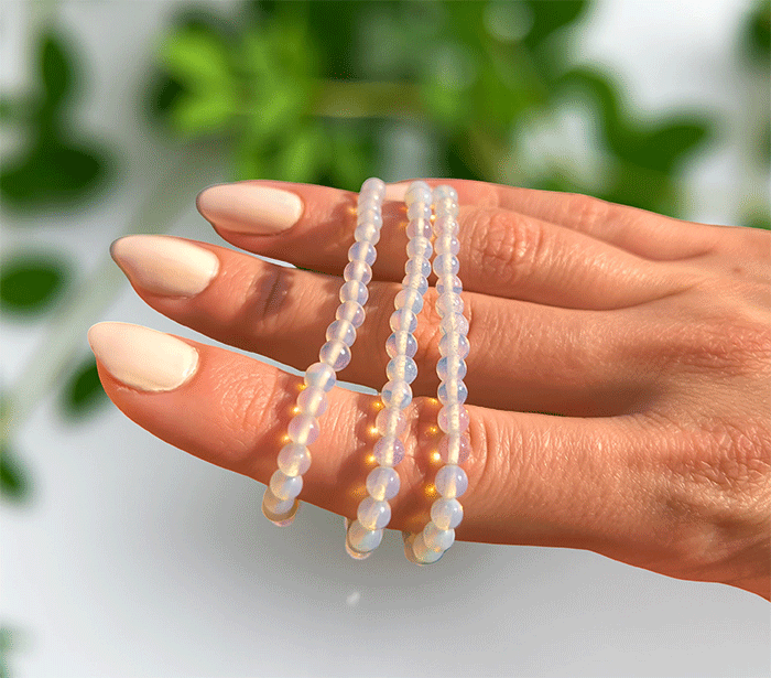 zapestnica opal opalit iz kristalov ženska zapestnica iz poldragih kamnov nakit opalit moda nakit iz kristalov kristali zapestnice ženske zapestnice iz opala 4mm