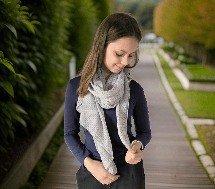 Simple light grey men's women's scarf, cotton silk